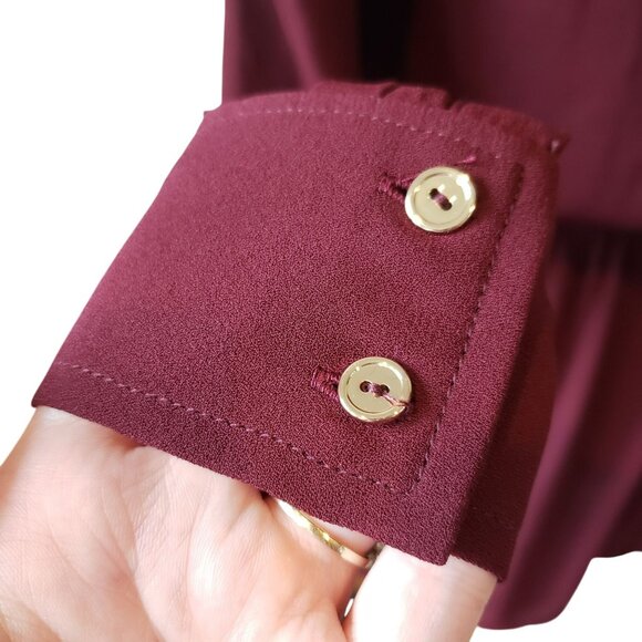 NEW Ramy Brook Summer Long Sleeve Pocket Mini Wrap Dress Cabernet Red Maroon XS - Picture 11 of 13